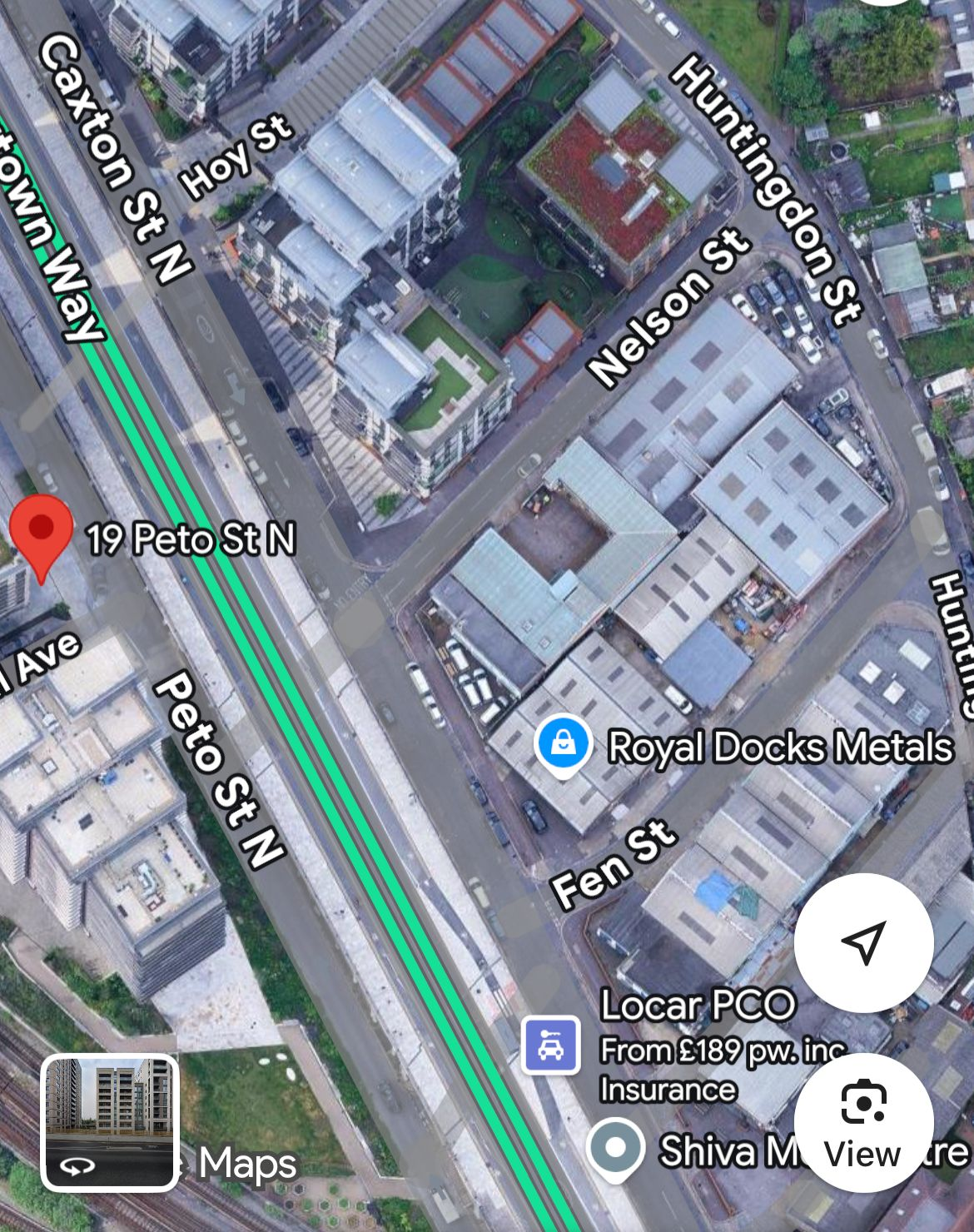 Map showing 19a Peto Street North, Canning Town